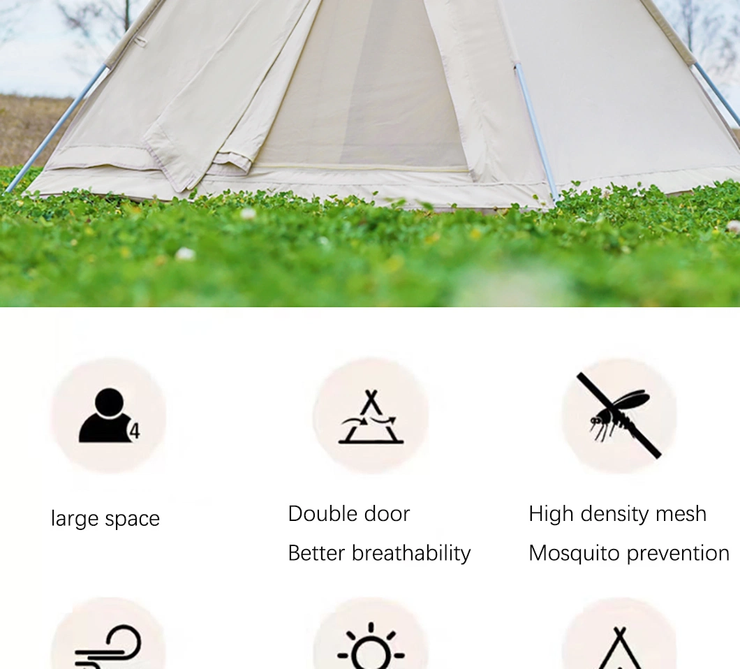 Outdoor Rainproof Camping Indian Cotton Pyramid Canopy Tent with Canopy for Tent 2-6 People