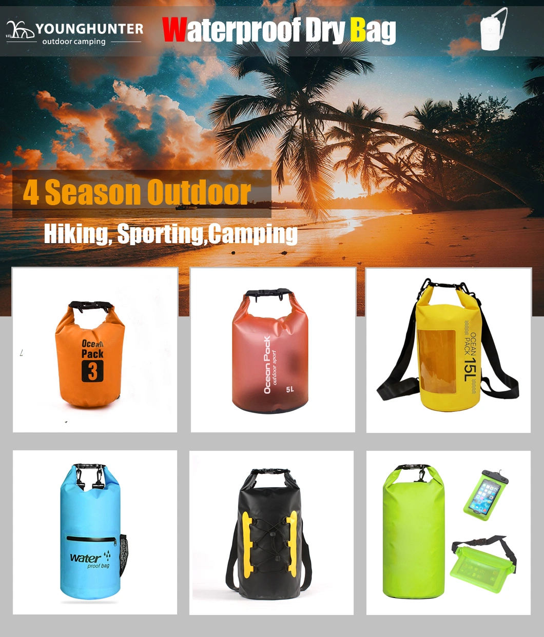 Wholesale Good Quality Eco-Friendly Customized Airtight Dry Duffel Bags 30 Liter Eco Friendly Waterproof Backpack with Chest Strap