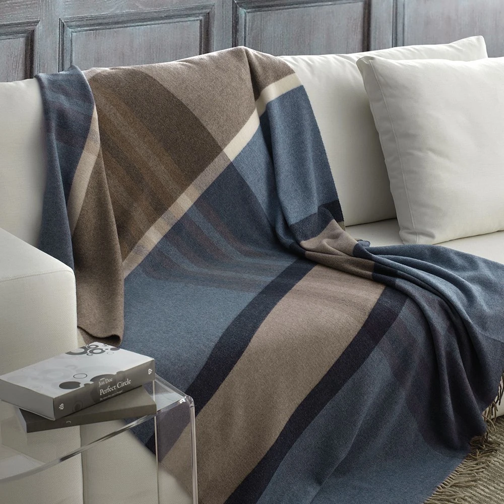 Wool Camping/Travel/Picnic Throw Blanket with Fringe