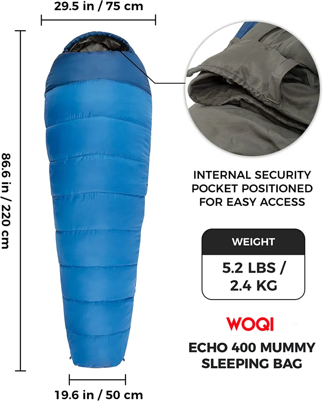 High Quality Lightweight Compact Cotton Outdoor Waterproof, Windproof and Warm Winter Camping Mummy Sleeping Bag