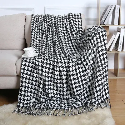  All&prime;ingrosso coperta di lancio di alta qualità Soft Swallow Gird modello Tassel Coperta personalizzata per picnic Travel Outdoor