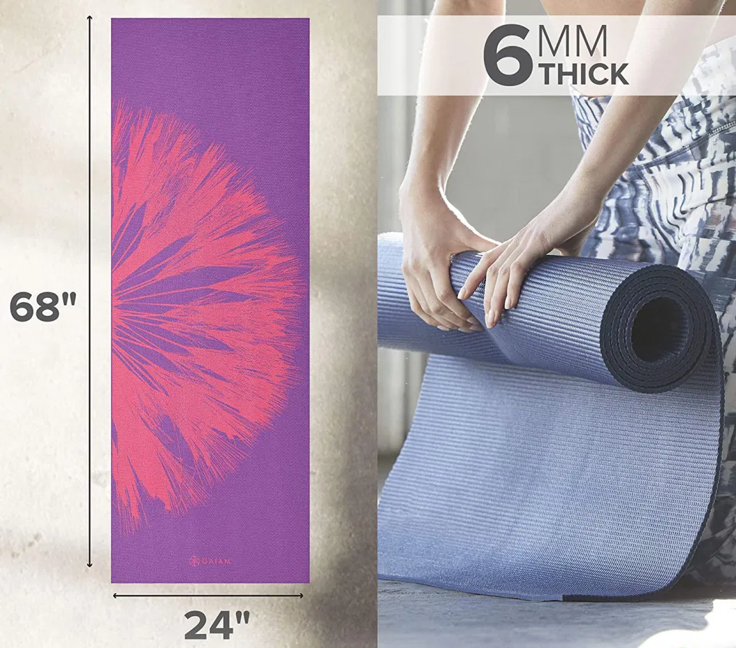 Print Reversible Extra Thick Non Slip Exercise &amp; Fitness Mat