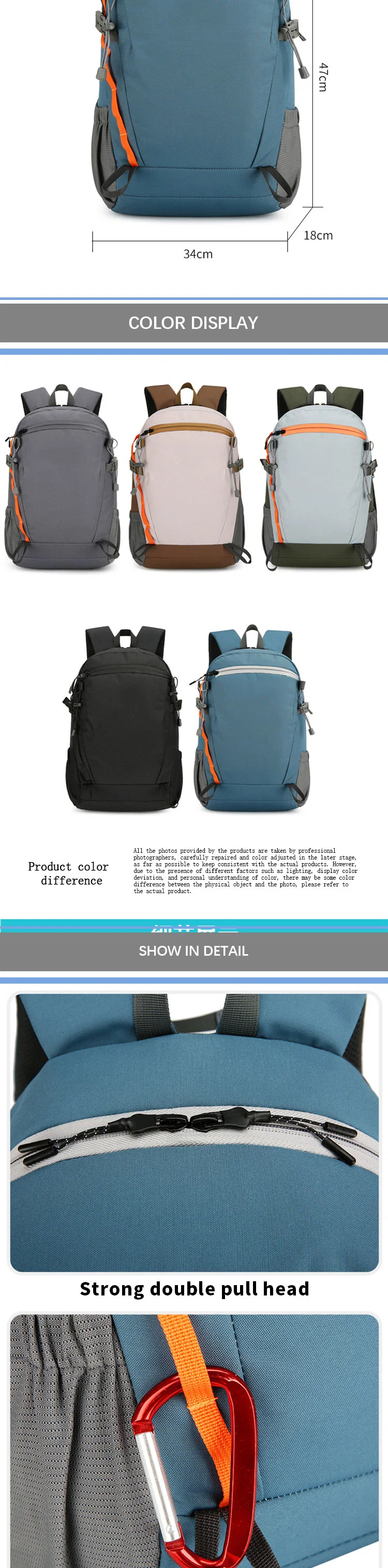 Outdoor Sports Spring Summer Hiking Daily Leisure Backpack Travel Bags