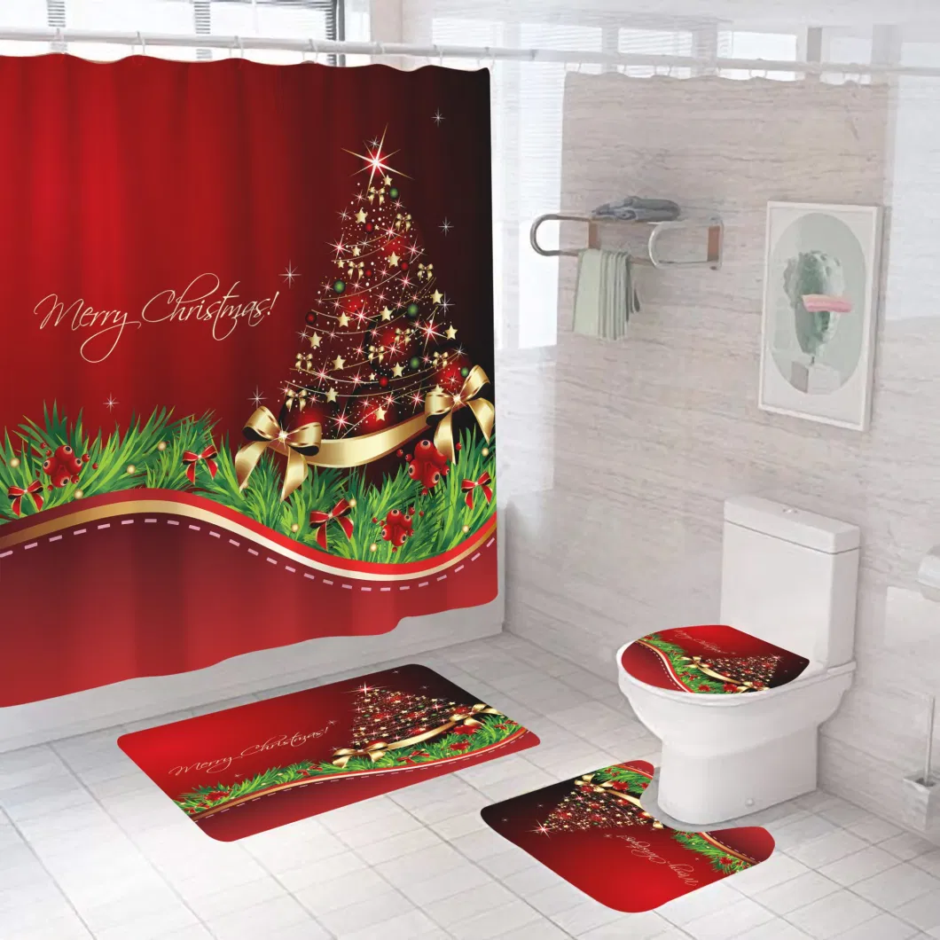 3D Printed Christmas Tree Waterproof Polyester Shower Curtains