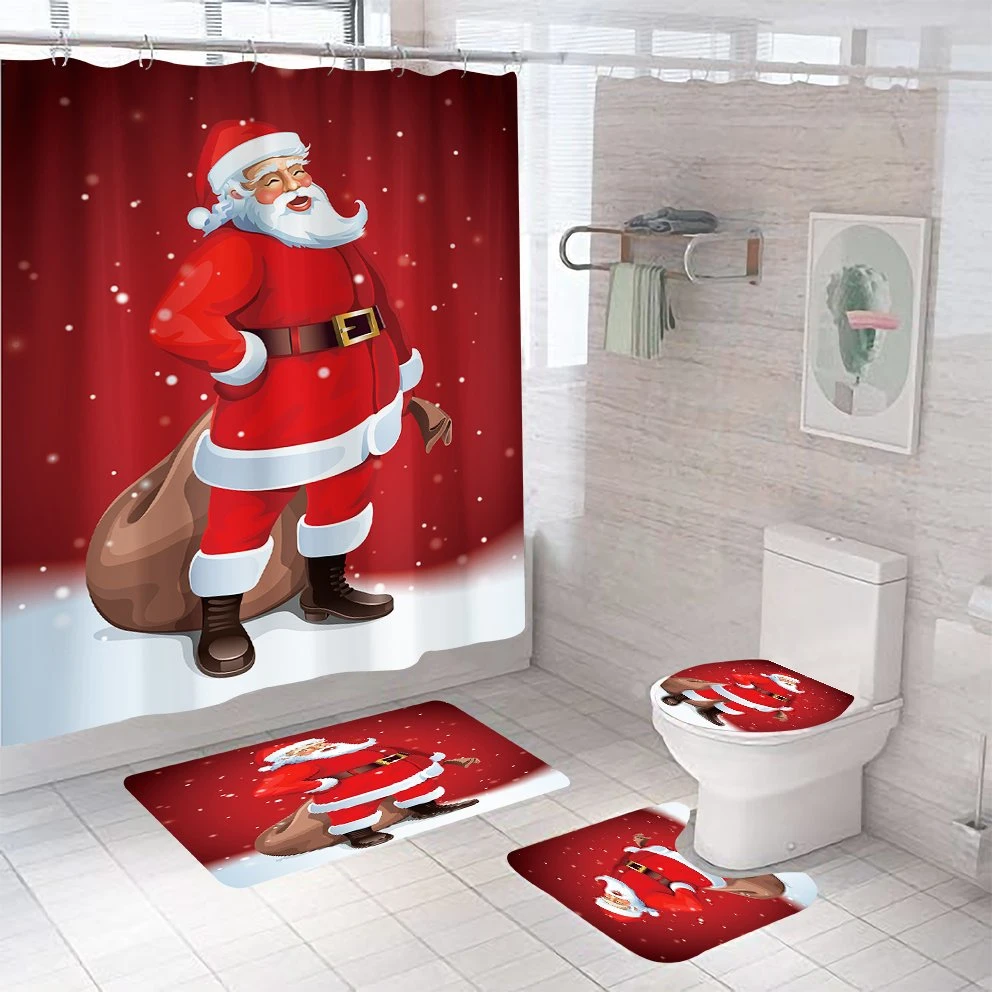 3D Printed Christmas Tree Waterproof Polyester Shower Curtains