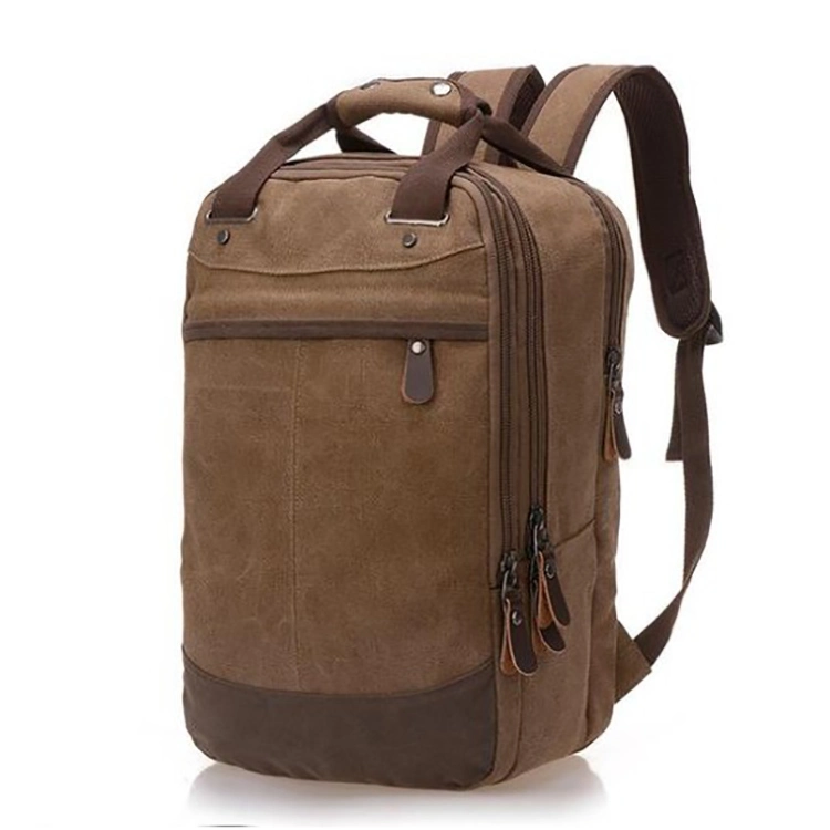 Multifunction Custom Waxed Canvas Travel School Computer Backpack