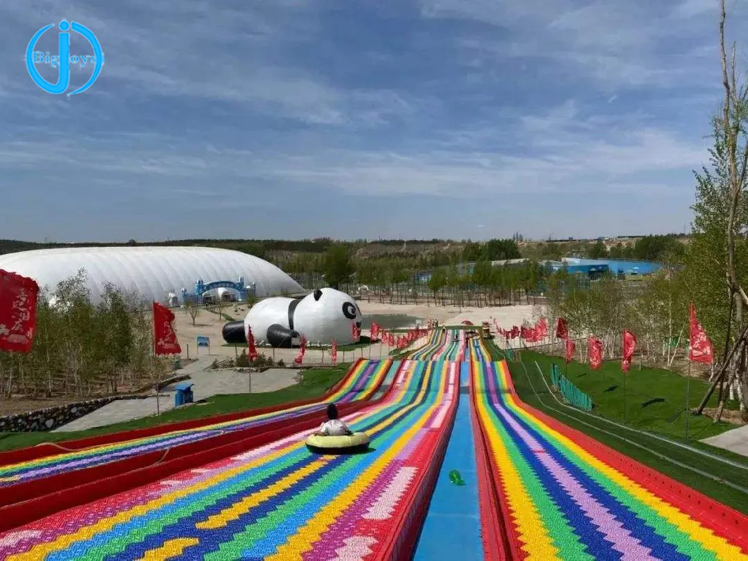 China Supply Outdoor Playground Plastic Dry Ski Rainbow Snow Slip Slide Fun Park Equipment for Amusement Park