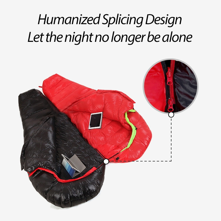 Super Warm and Comfortable Adult Goose Down Mummy Sleeping Bag for Winter Camping and Hiking