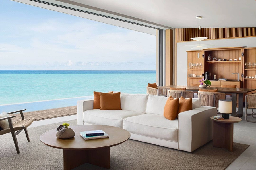 5%off Maldives Resort Villa Living Room Leather Loveseat Sofa 5 Star Beach Hotel Sofas