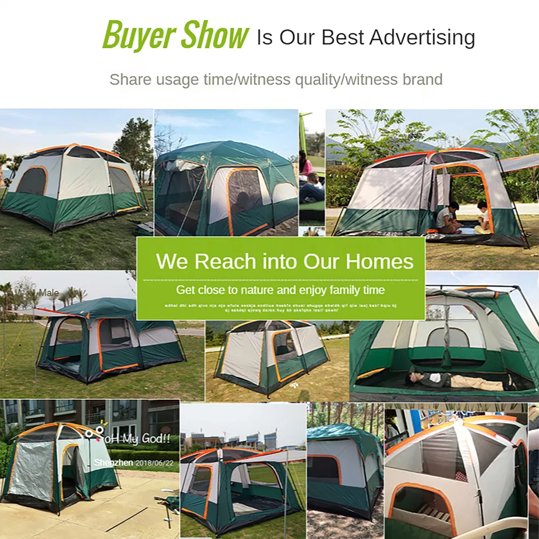 Custom Wholesale Outdoor Camping Tent 6-12 People Luxurious Waterproof Double Layer Camping Big Tent