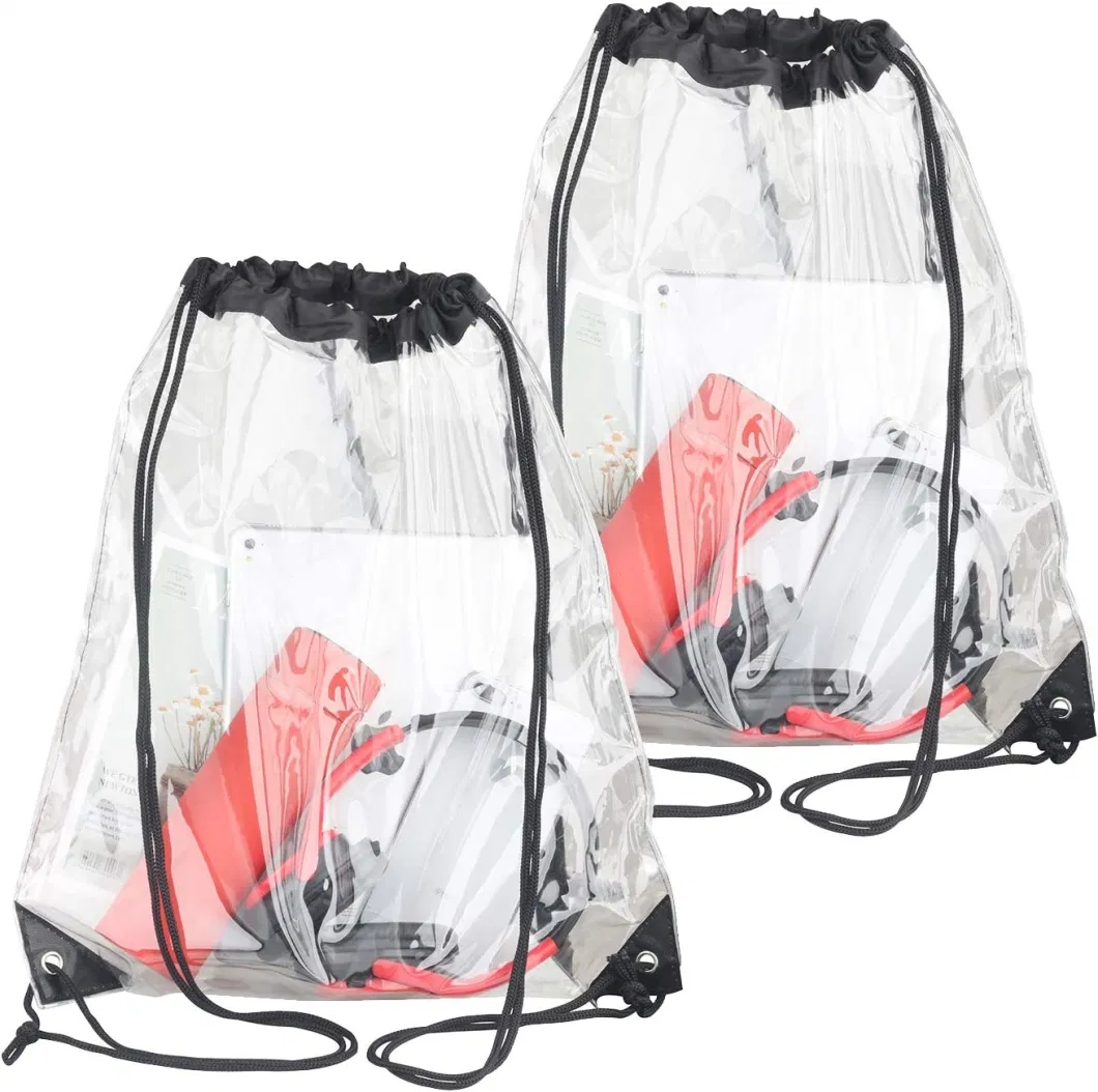 Small Clear Plastic Drawstring Backpack for Sport Travel Hiking