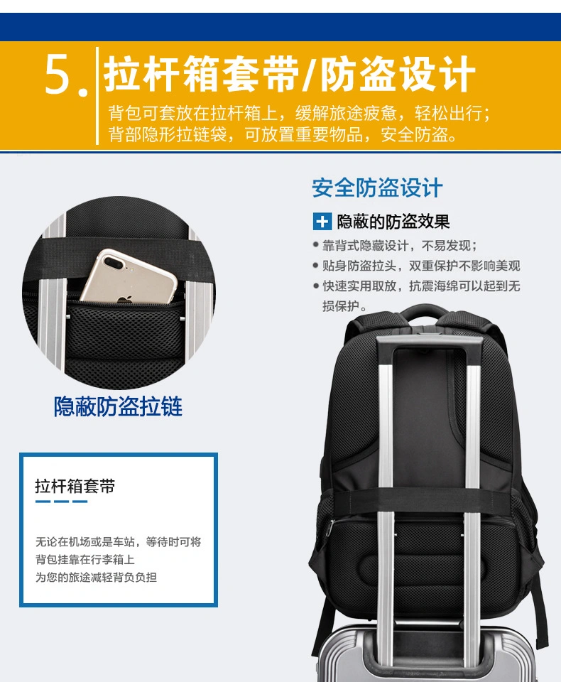 Black Backpacks for Teenagers Best Travel Camping Waterproof USB Charging Backpack with Laptop Compartment Large Capacity