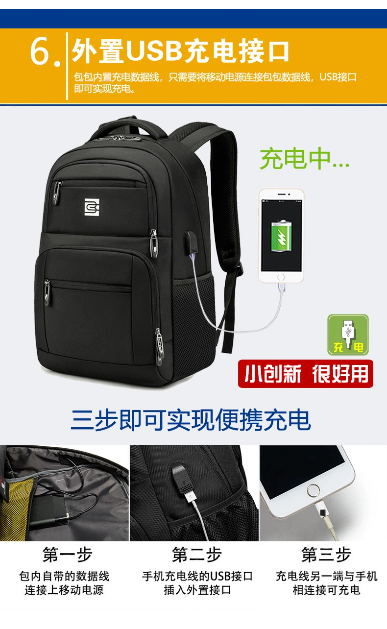 Black Backpacks for Teenagers Best Travel Camping Waterproof USB Charging Backpack with Laptop Compartment Large Capacity