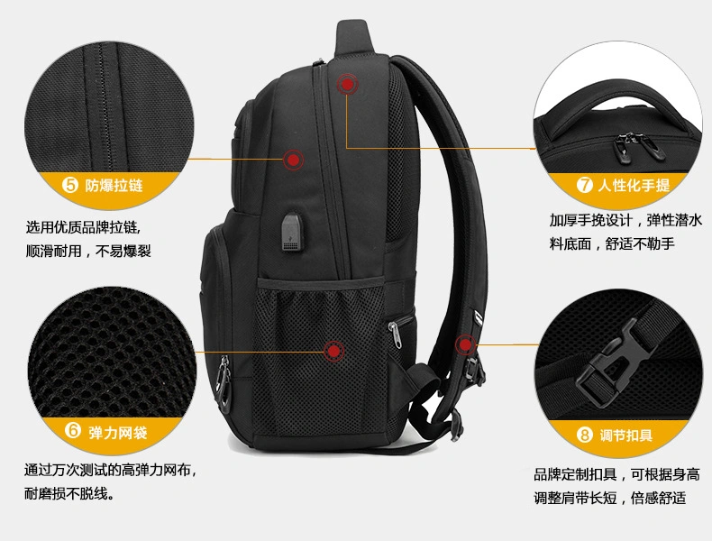Black Backpacks for Teenagers Best Travel Camping Waterproof USB Charging Backpack with Laptop Compartment Large Capacity