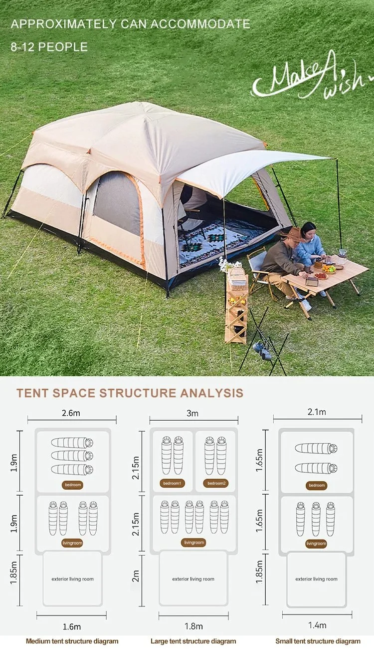 Two Room Large Outdoor Camping Tents 8-12 People Waterproof Outdoor Tent