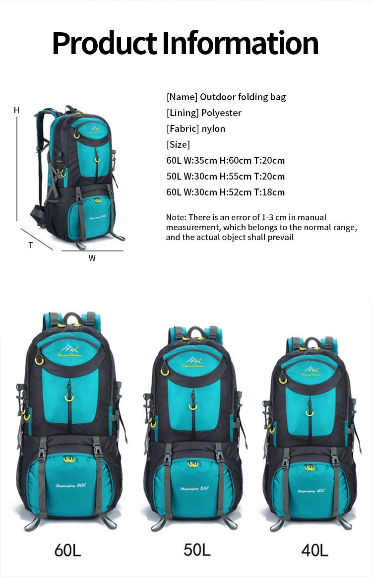 40L Men&prime;s Backpack Camping Hiking Trekking Backpacks Travel Backpack Waterproof Tactical Bag Women Men Climbing Bag Big Capacity