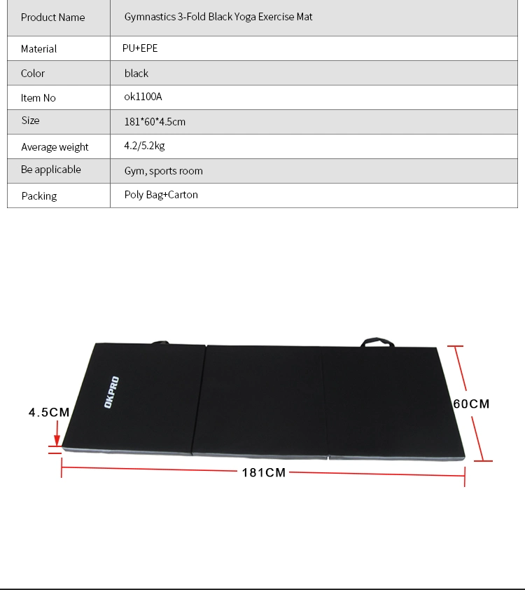 Wholesale Workout Custom Logo Professional Equipment No Slip Thick PVC PU 3-Fold Exercise Mat