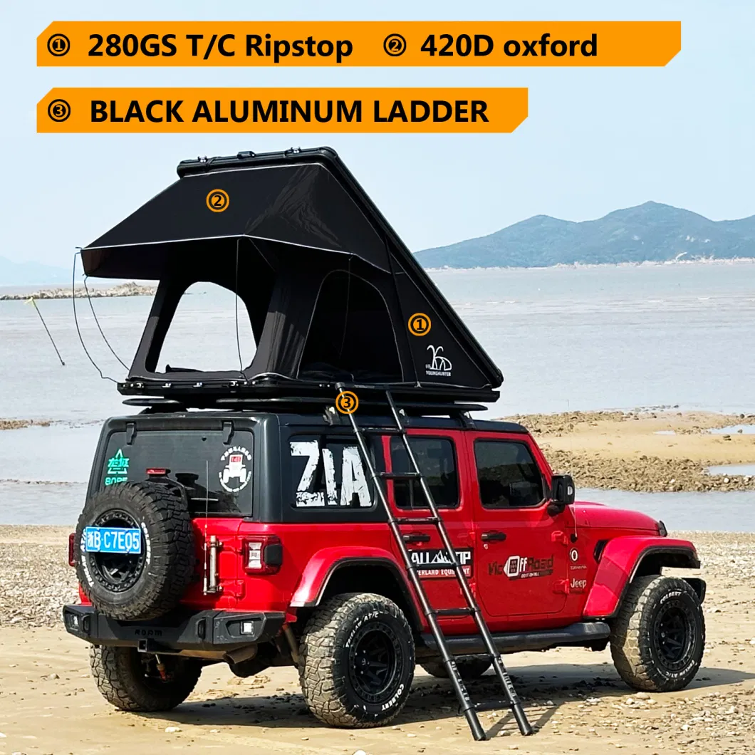 Younghunter Overland Car Multi Angle Awning Pop up Aluminum Triangular Hard Top Roof Top Tent