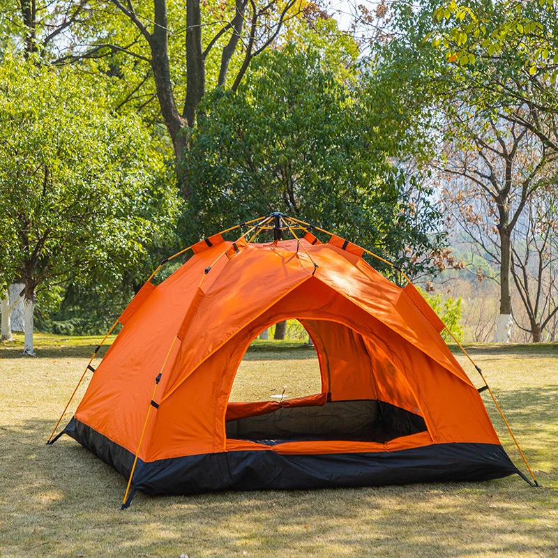 Outdoor 3-4 People Full Automatic Double Deck One Living Room Camping Outdoor Thickening Rain Proof Camping Tent