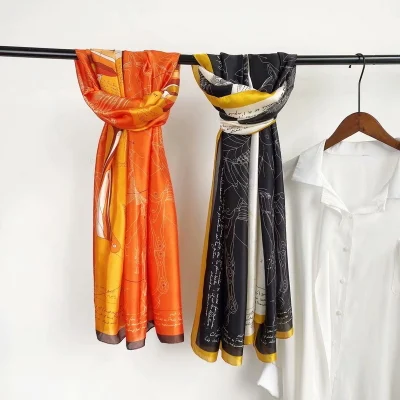 Custom Versatile Fashion Long Silk Like Scarf for Ladies