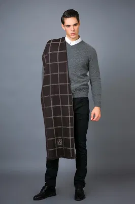 Biella-100% Ultrafine Merino Wool Classic Pattern Men&prime;s Fashion Scarf