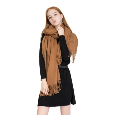 New Women Soft Long Wool Scarf Pashmina Shawls Winter Pure Color Scarf