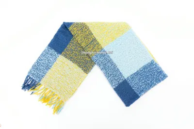 Custom Outfit Fashion Accessory Women Men Spring Fall Winter Warmth Multi Acrylic Woven Fringe Nova Scottish Lattice Tartan Cappa Tippet Turban Textural Scarf