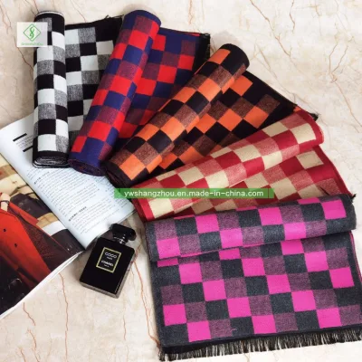 Cashmere Men&prime;s Scarf Elegant Business Europe Plaid Shawl Wholesale