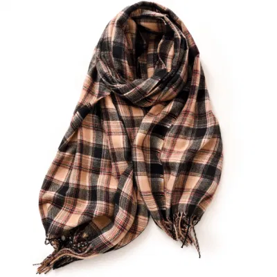 Small Checked Lattice Big Winter Warm Long Scarf for Women, Fashion Shawl