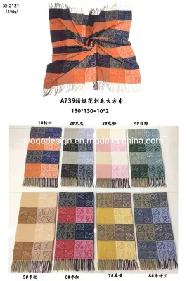 Women&prime; S Square 130*130cm Plaid Blanket Chunky Oversized Cashmere Feeling Winter Scarf Shawl