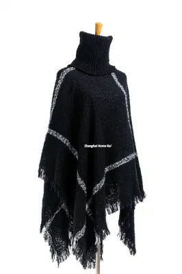  Supplier Outfit Fall Winter Lady Fashion Woven Plus Batwing Classic Knitted Block Tassel Wraps Nova Scottish Plaid Checks Sweater Poncho Cape High Neck Cloack