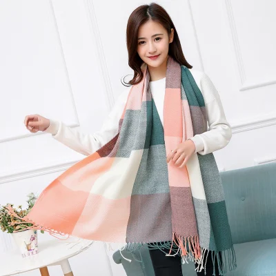 Colorful Checked Style Fashion High Quality Apparel Wholesale Warm Winter Lady Scarf