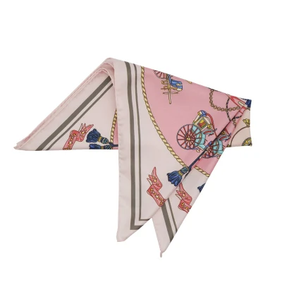 Luxury Twill Satin Foulard Silk Feeling Hair Head Scarf Custom Printing Scarf