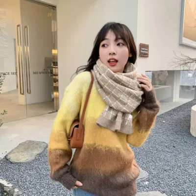 Small Grid Kint Wool Soft Scarf