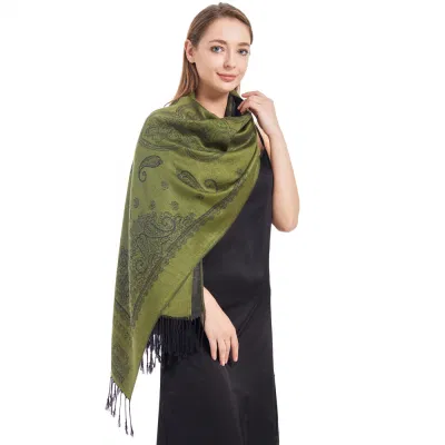 Stylish Spring Fall Silky Printed Paisley Pashmina Scarves Shawl Wraps for Women