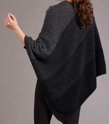 Ladies Fashion Pure Rws Merino Wool and Cashmere Knitted Ombre Poncho Apparel Accessories
