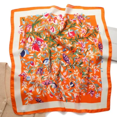 Manufacturer Ladies Silk Head Wraps Scarves New Trend Women Print Pattern Silk Square Polyester Scarf Bandanas