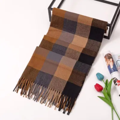 Check Colourful Cotton Big Plaid Winter Unisex Cashmere Feel Soft Scarf