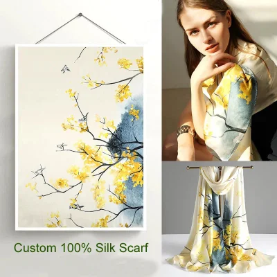 Hot Sale Double-Sided Silk Satin Long Silk Scarf Custom Size Scarf