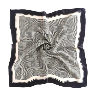 Retro Black and White Striped Plaid Professional Women Classic Silk Square Scarves