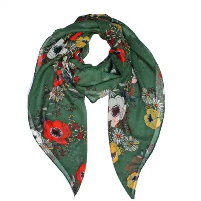 Lady Girl&prime; S Printed Scarves with Tropical Palms Daisy Flowers Smoothly 2022 New Arrive Summer Autumn