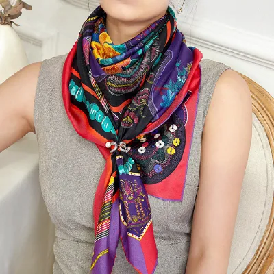  Custom Double Sided Printed 100% Mulberry Silk Lady Scarves