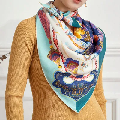 Custom Double Sided Printed 100% Mulberry Silk Lady Scarves