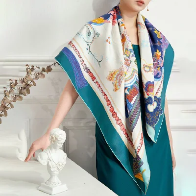 Custom Double Sided Printed 100% Mulberry Silk Lady Scarves