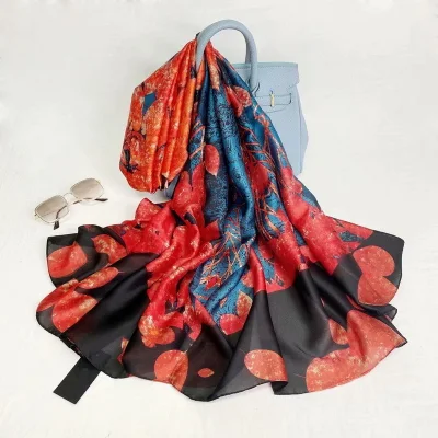 Oversized Spring Fashion Silk Feeling Like Satin Scarf for Lady