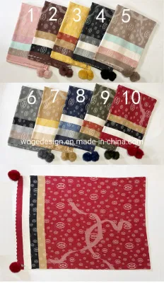 New Coming Ladies Manufacturer Bulk Buy Warm Winter Shawl Poncho with Rabbit Pompom