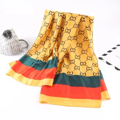 80X180cm Printed Luxury Fashion Silk Scarf Shawls Silk Hijab Head Scarf Long Scarf