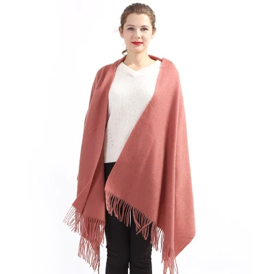 New Fashion Solid Color Shawl with Tassel 100% Wool Women Scarf