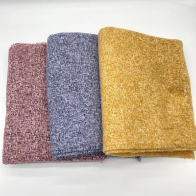 Factory Fashion High Quality Winter Warm Ladies 100% Polyester Soft Brushed Woven Check Blanket Scarf with 3cm Fringe