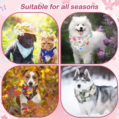 Floral Dog Bandanas Summer Flower Dog Triangle Scarf
